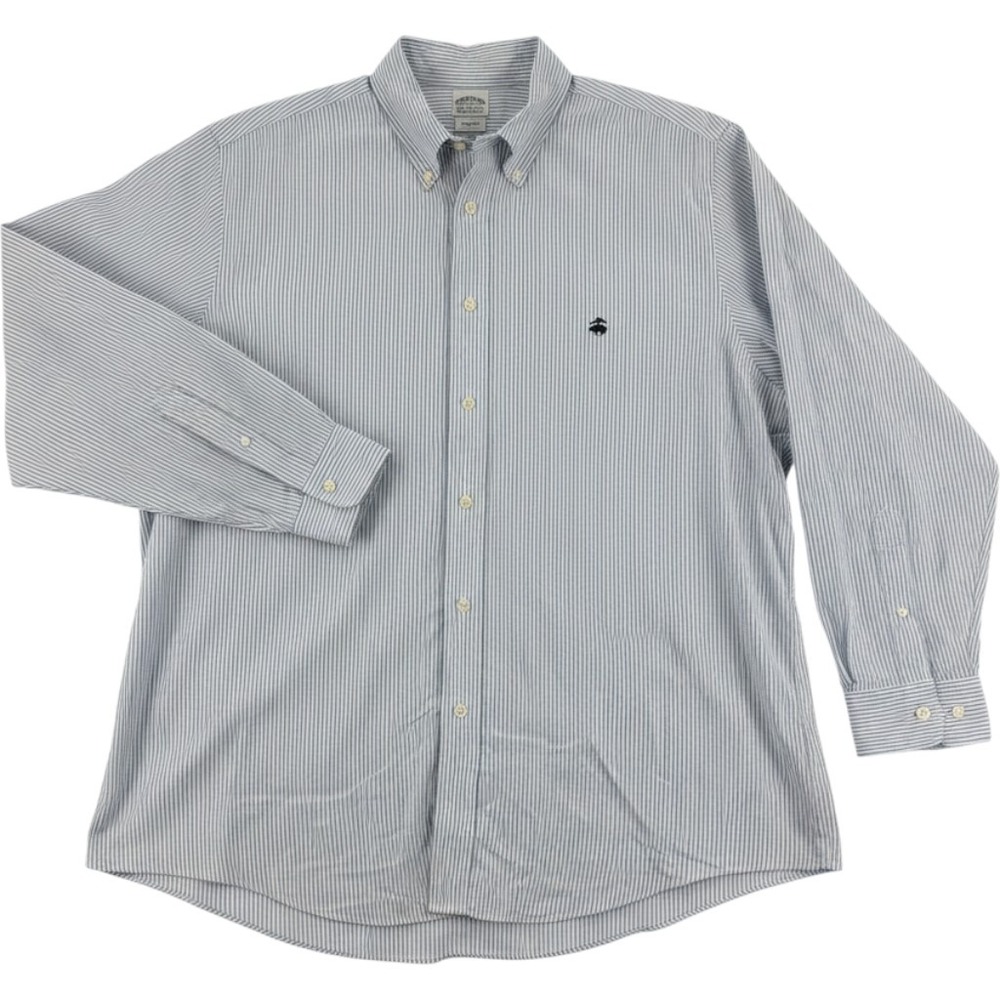 Brooks Brothers Mens Shirt XXL Blue Stripe Regent Supima Cotton Non-Iron